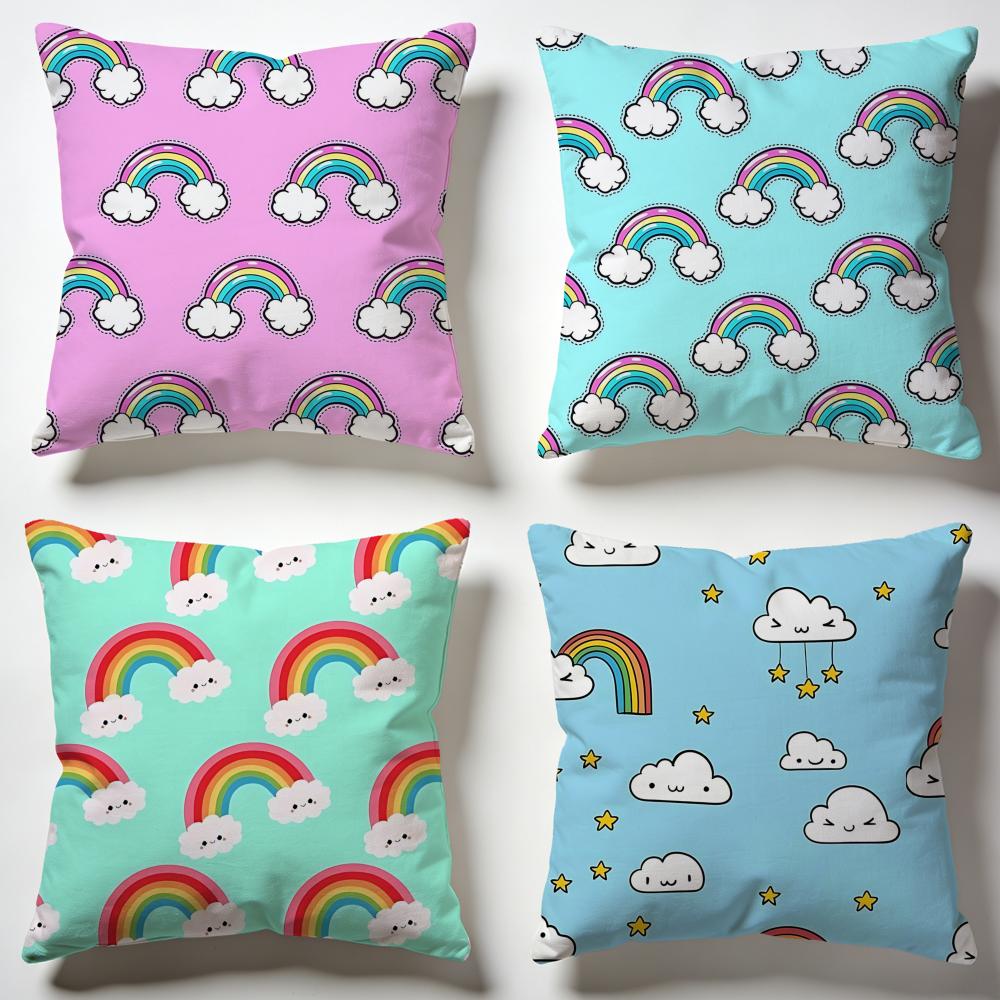 Vibrant Rainbow Cushion Cover Soft Pillow Cases for Home Bedroom Living Room Sofa