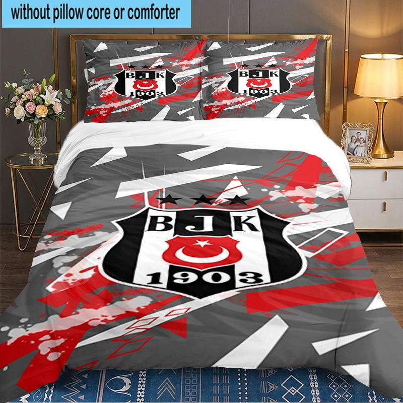 Besiktas Istanbul Football Club 3PCS Bedding set,Ideal for 1pc Duvet Cover And 2pcs Pillowcases Perfect for Fan gift,Ideal for Bedroom, Dormitory