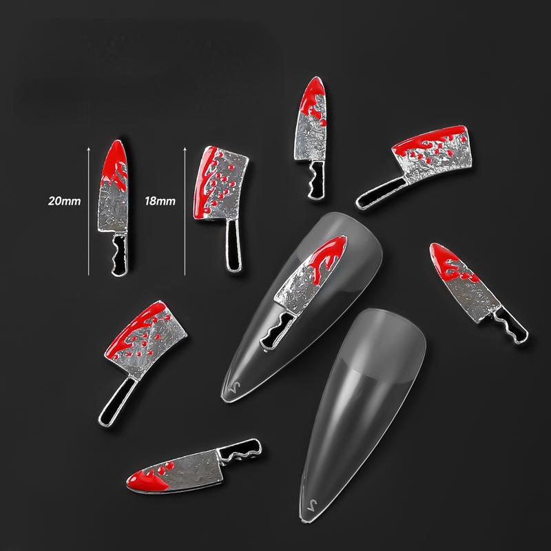10 шт., искусственный нож с кровью, Хэллоуин, 3D подвески для ногтей, панк, металлический сплав, сделай сам, украшения для ногтей, маникюр, украшение для ногтей
