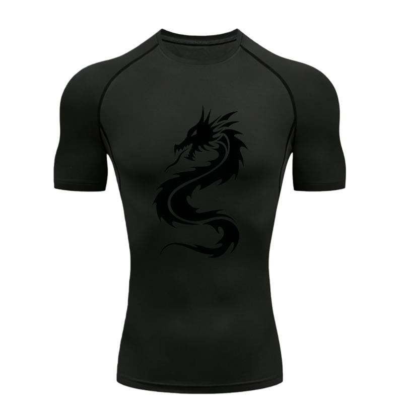 Мужская спортивная футболка Dragon Тренировка Фитнес Компрессионная с коротким рукавом Рашгард для мужчин Атлетические футболки Футболка для тренировок