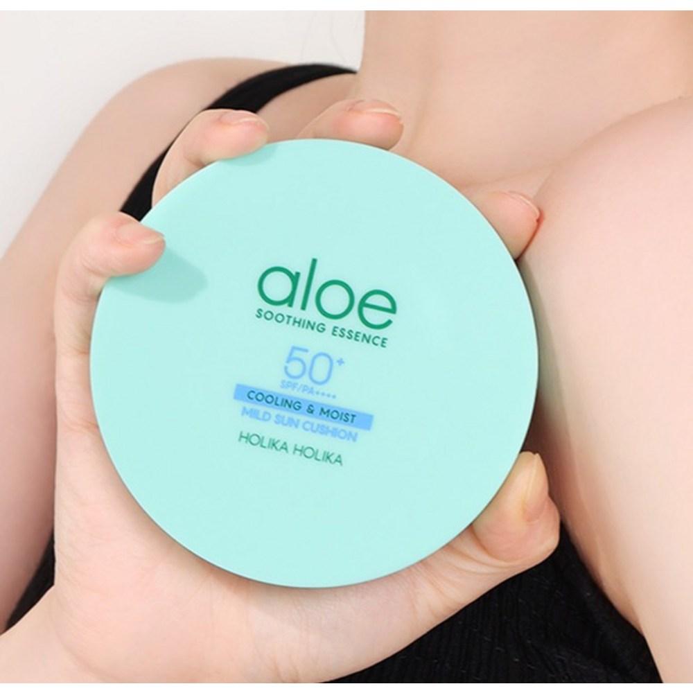 HOLIKA HOLIKA Мягкий солнцезащитный крем Aloe Mild Sun Cushion SPF50+ PA++++, 25 г, 1 шт.