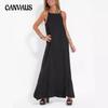 Spring and Summer Women's Fashion Casual Cotton Split Halter Dress