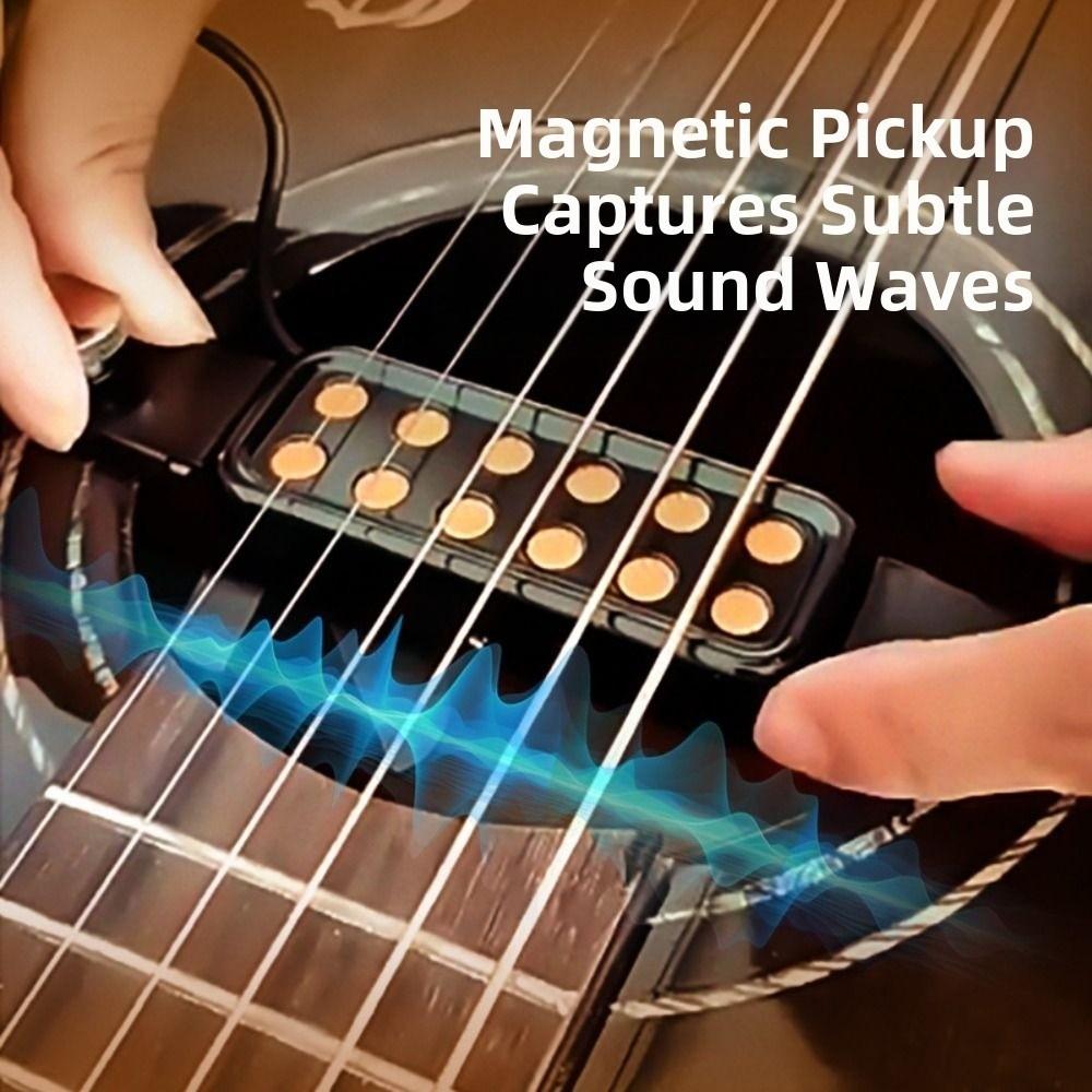 12-Hole Design Acoustic Guitar Pickup Tone Knobs Clip-On Style Soundhole Pickup Enhanced Sound Stable Guitar Transducer