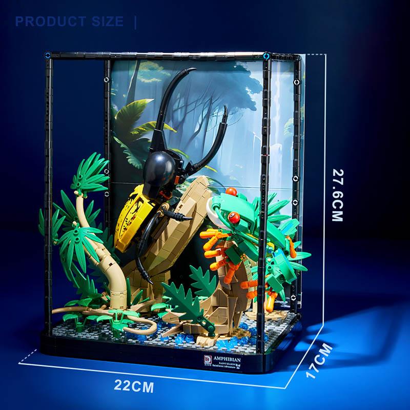 City MOC Tropical Rainforest Frog Insects Pet Box Building Blocks DIY Agalychnis Callidryas Dynastes Bricks Toys For Children