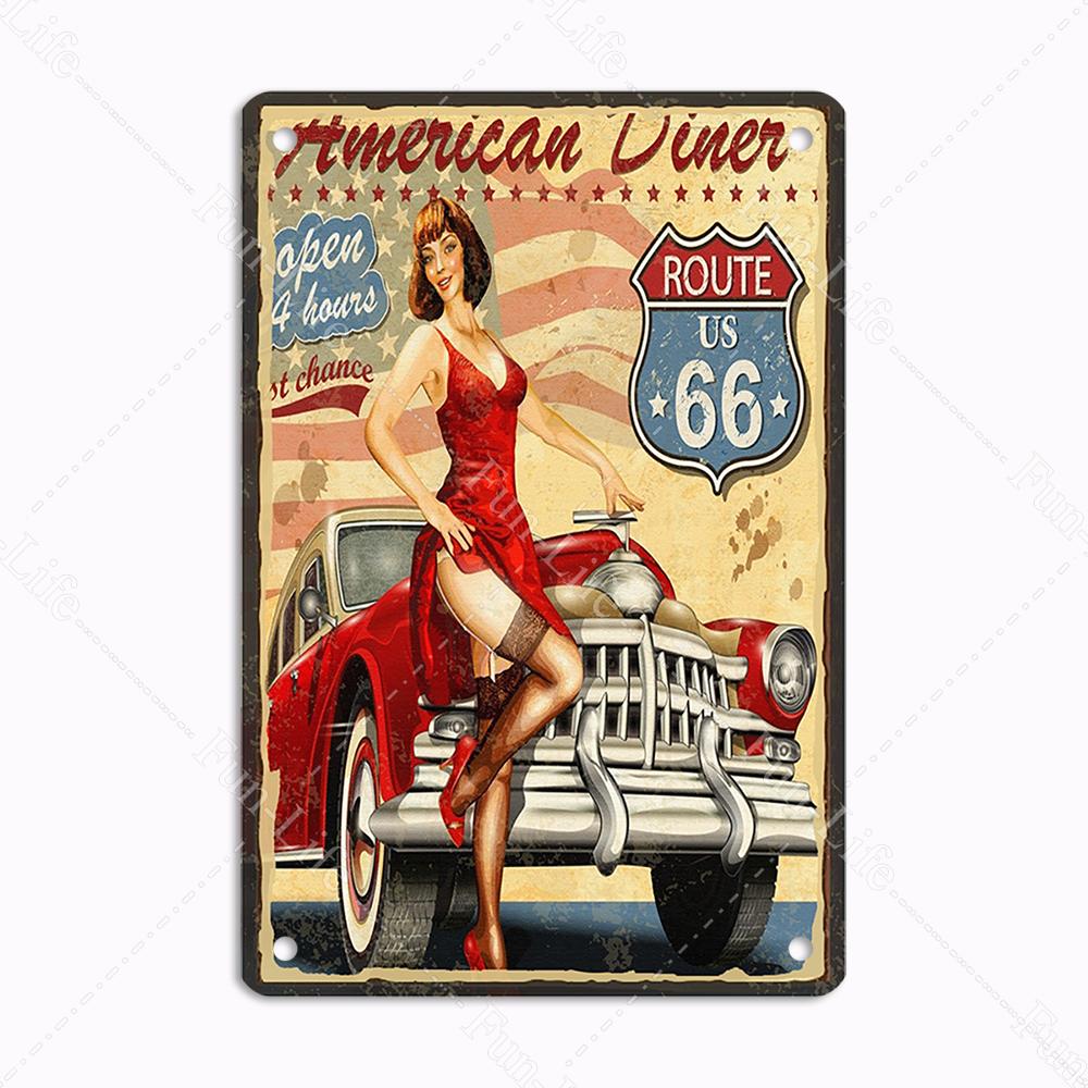 Classics Vintage Beautiful Girl Metal Plaque Retro Tin Sign Garage Iron Painting Bar Club Art Home Wall Decor Poster 20x30cm