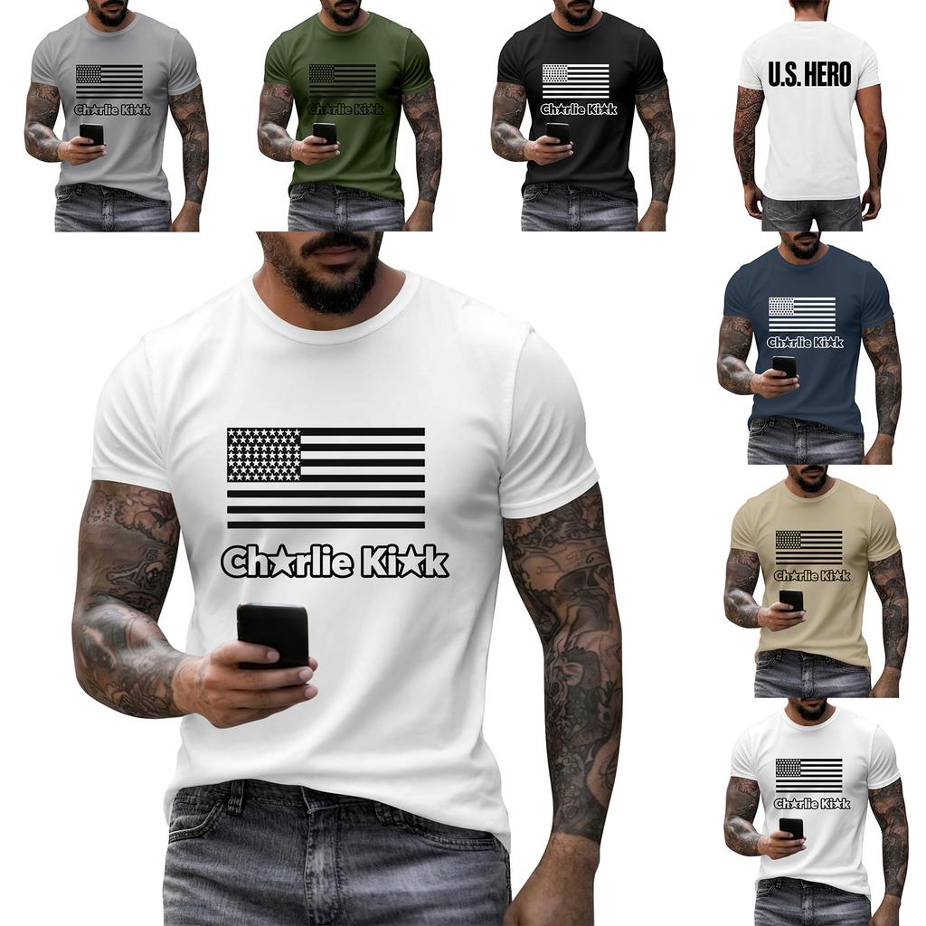 Men's Printed Short Sleeve T-Shirt Men's Loose Casual Short Sleeve Top