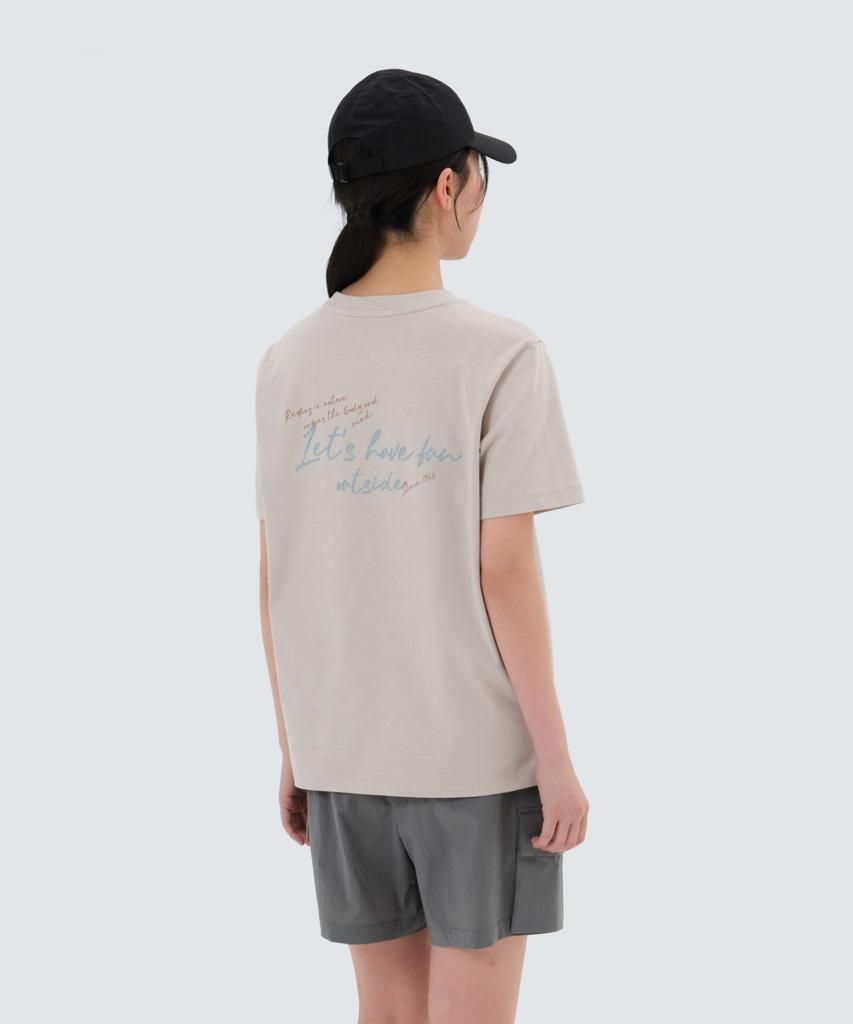 SNOWPEAK APPAREL Askin Женская футболка с коротким рукавом и надписью (S25Mwfts85) Песочно-бежевый