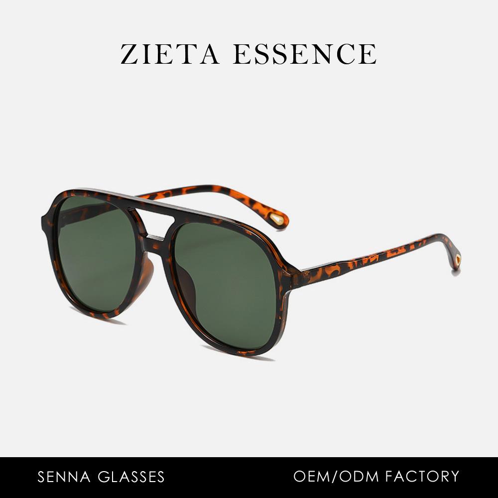 Солнцезащитные очки с двойной перекладиной, большая оправа, поляризованные, ретро, пилот, простые, литературные, уличные