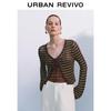 UR Women's Retro V-Neck Tie-Waist Knit Cardigan