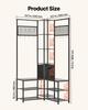 Corner Hall Tree with Shoe Bench, 1800 mm Coat Rack with Hooks and Steel Frame, Freestanding Clothes Shoes Rack Storage Organizer with Anti-Tip Set,