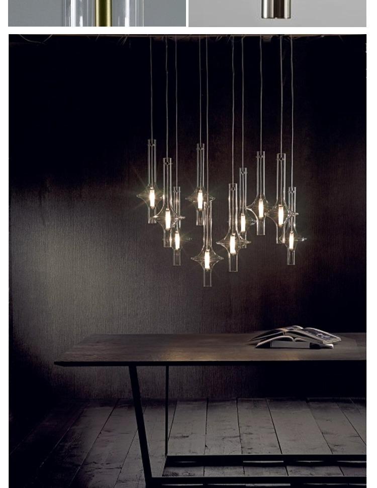 Итальянский дизайнерский подвесной светильник PENTA для столовой и баров - Художественное стекло и бамбук