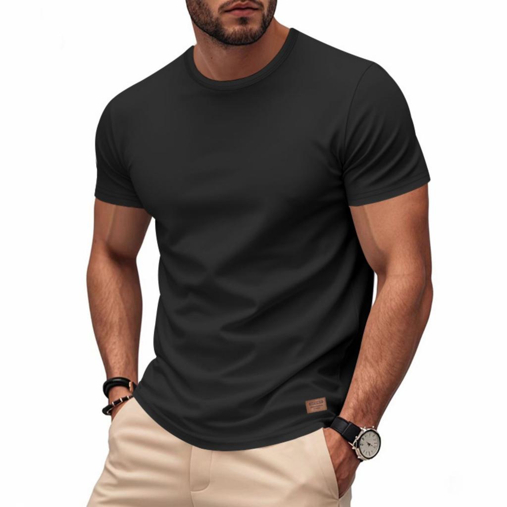 Men's Premium Classic Light Luxury Loose  Quick Drying Trend  Collar Basic T-shirt