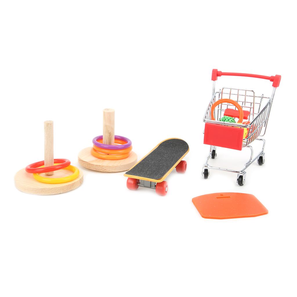 4 шт. обучающие игрушки для попугаев со скейтборд-тележкой, баскетбольное кольцо, игрушка-корзина для домашних птиц