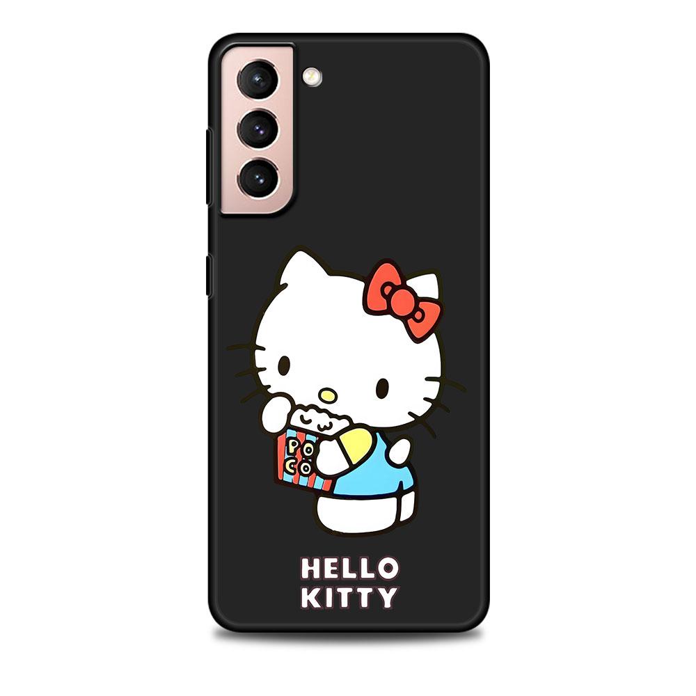 Мультяшный чехол Hello Kitty для Samsung Galaxy S23 S10e S10 S21 FE S22 S9 S24 Ultra S20 Plus Мягкий Черный ТПУ Чехол-бампер для телефона