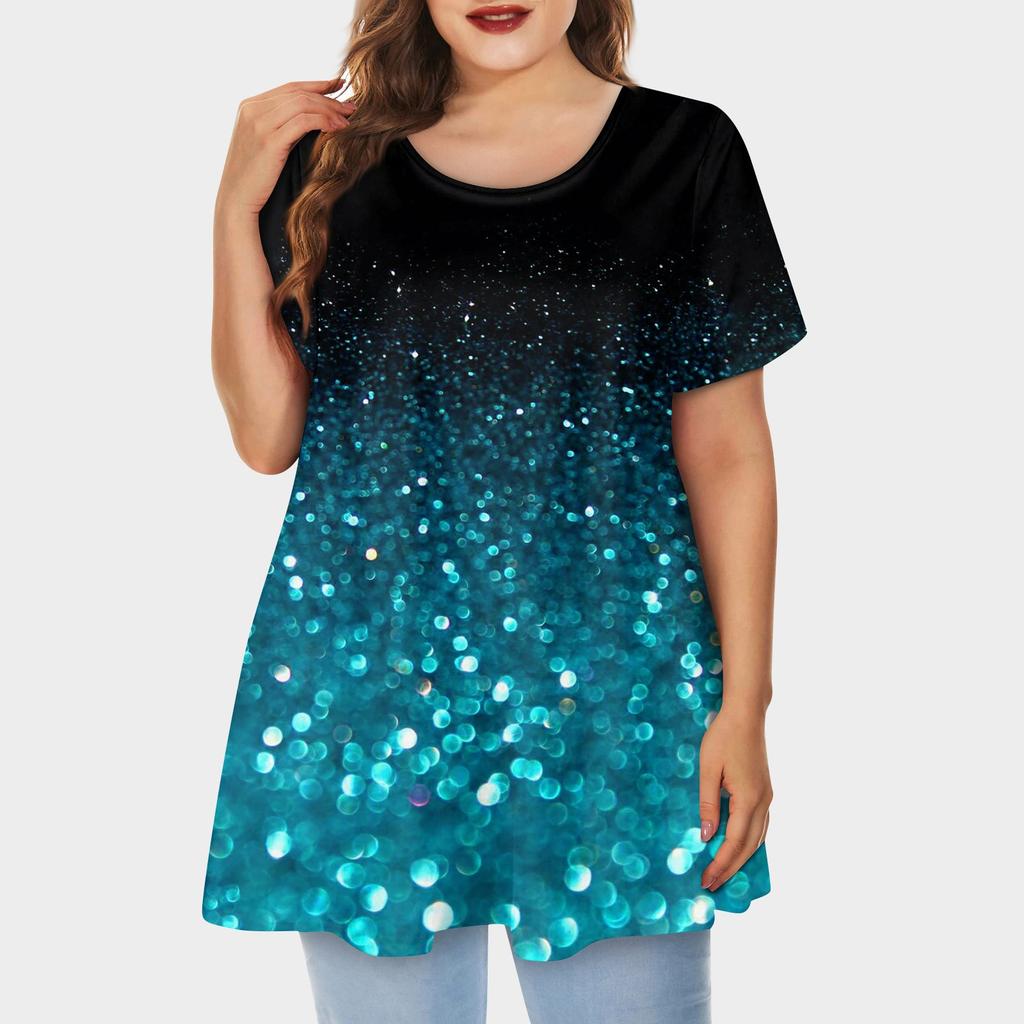 Женская свободная футболка трапециевидной формы с коротким рукавом и круглым вырезом с большим верхом и принтом