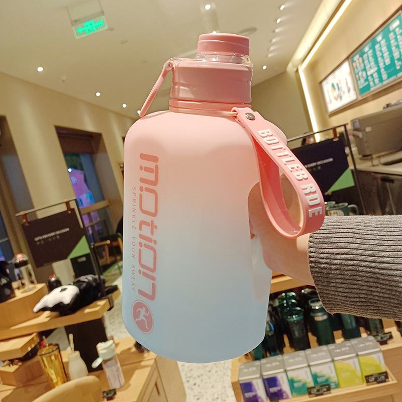 2 Liter Sports Water Bottle With Straw Large Capacity Fitness With Scale Gradient Kettle Outdoor Plastic Portable Water Bottle