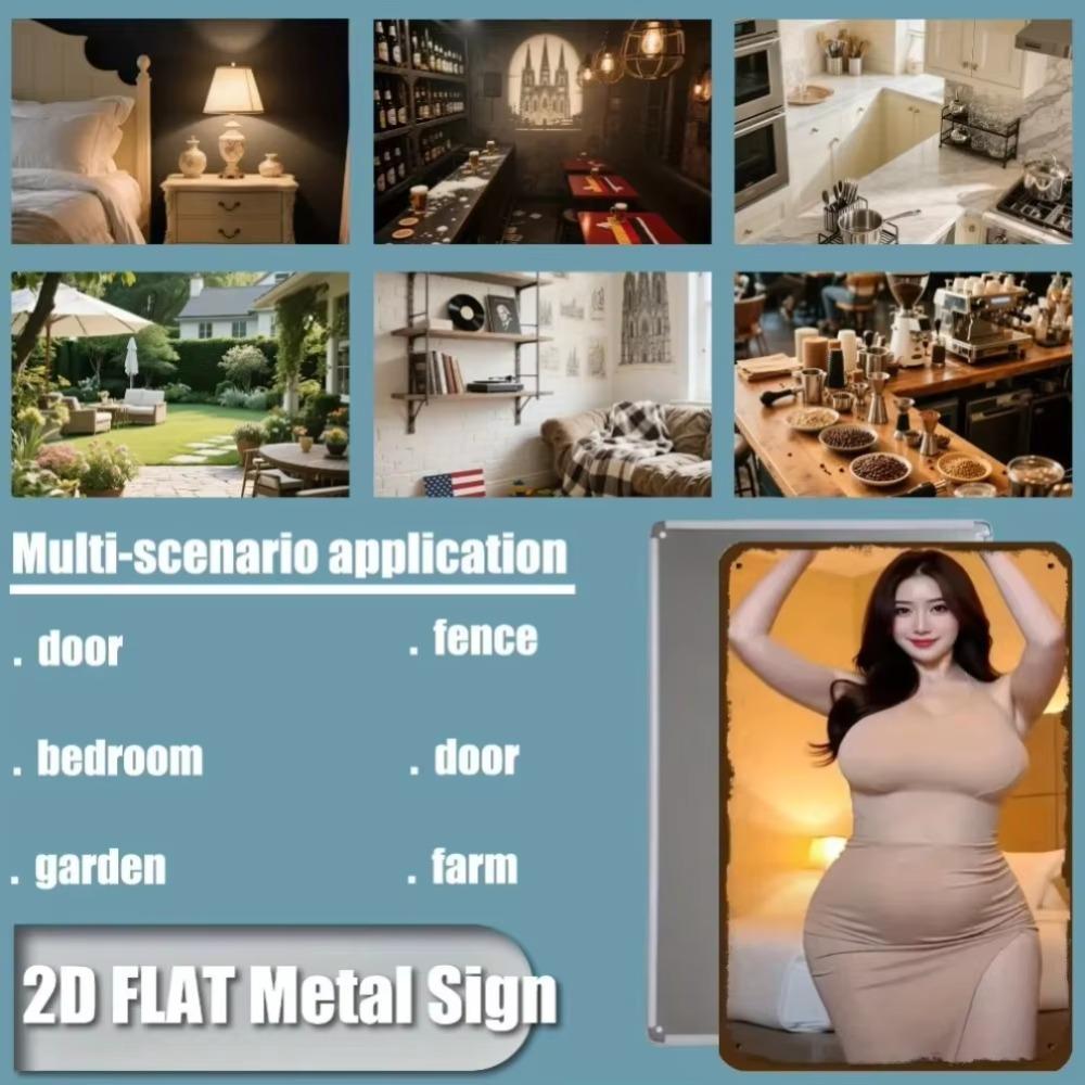 Элегантный силуэт леди Металлическое настенное искусство 8x12 дюймов Всепогодный Для помещений и улицы Кухня Рождественский декор Подарок