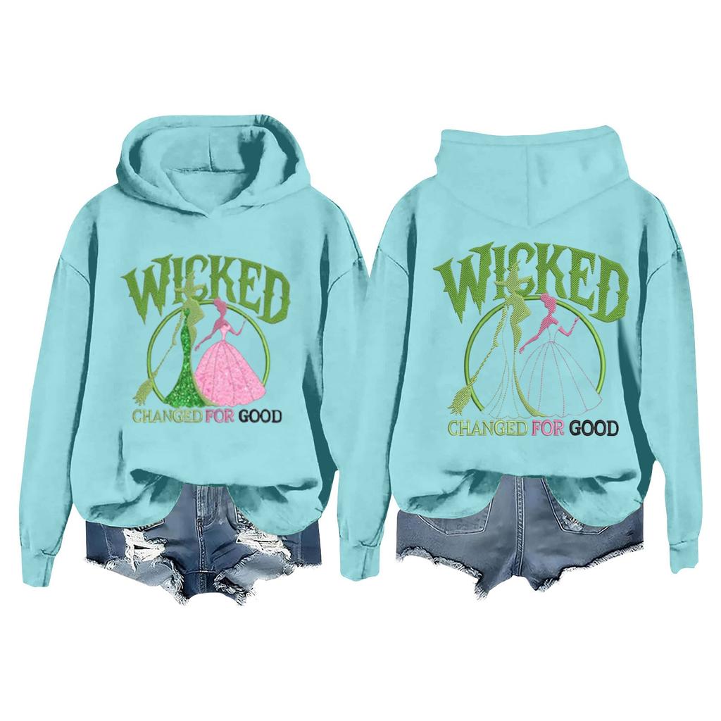 Женская повседневная толстовка с капюшоном и принтом ведьмы с длинными рукавами