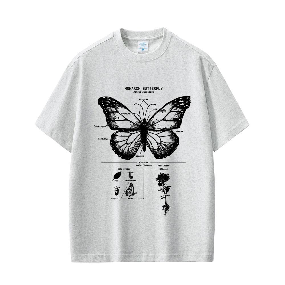 Monarch Butterfly Anatomy Graphic Tshirt Men Women Casual Oversized Funny Tshirt Unisex Fashion Vintage Short Sleeve T Shirts