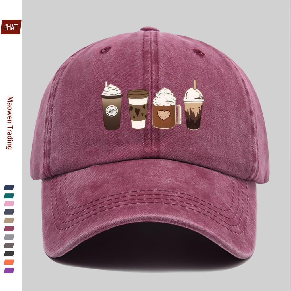 pc Coffee Pattern Print Baseball Cap Casual Home Printed Design Leisure Hat Comfortable and Lightweight Trucker Sun Hat with