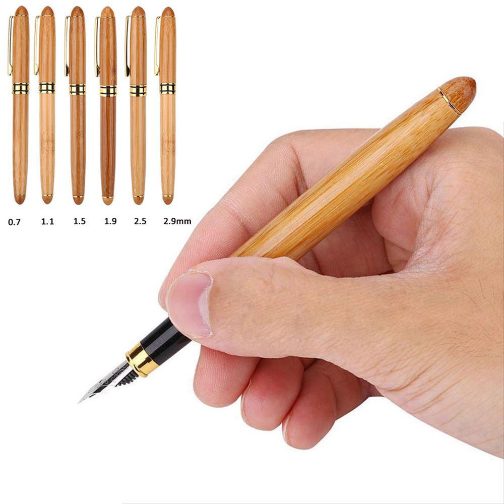 0.7mm-2.9mm Art Fine Nib Calligraphy Stationery Broad Stub Bamboo Fountain Pens Chisel-pointed