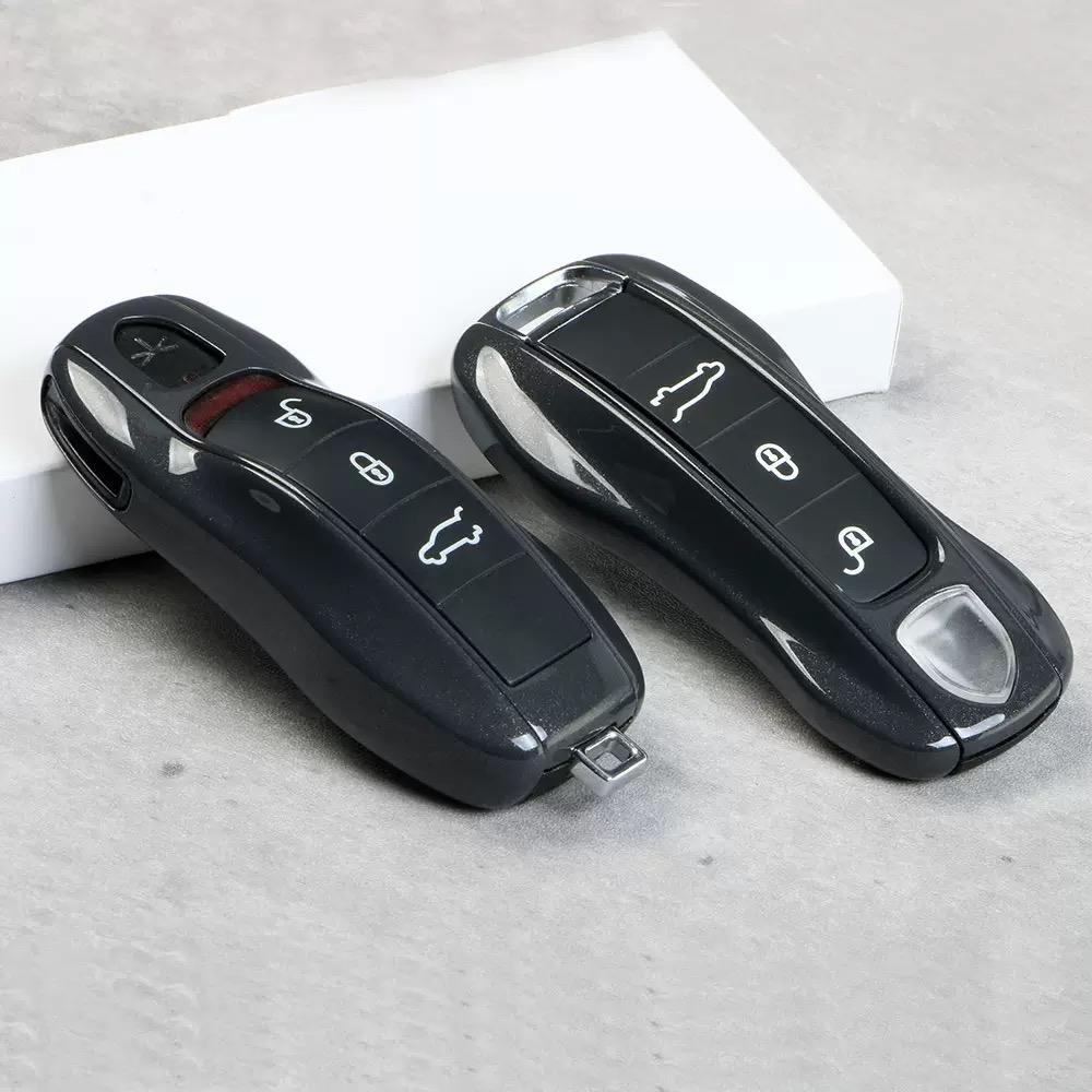 Car Key Case Agate Grey for Porsche Panamera Cayenne Cayman Boxster 718 911 Macan Remote Control Fob Protective Shell Cover