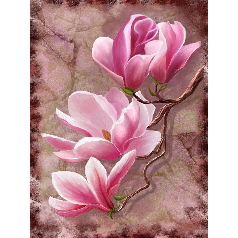 5D DIY Алмазная картина Свежий цветок Алмазная вышивка Цветочная сцена Вышивка крестом Полный круглый дрель Домашний декор Ручной подарок