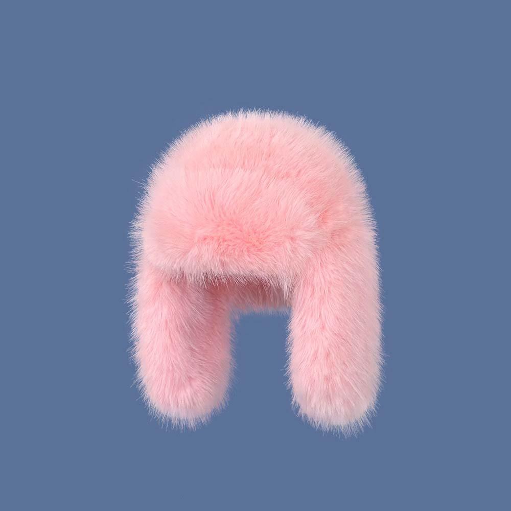 Plush Solid Color Men Women Pilot Hat Warmer Anti-cold Faux Fur Pilot Cap Soft Adjustable Ear Protection Hat Shopping