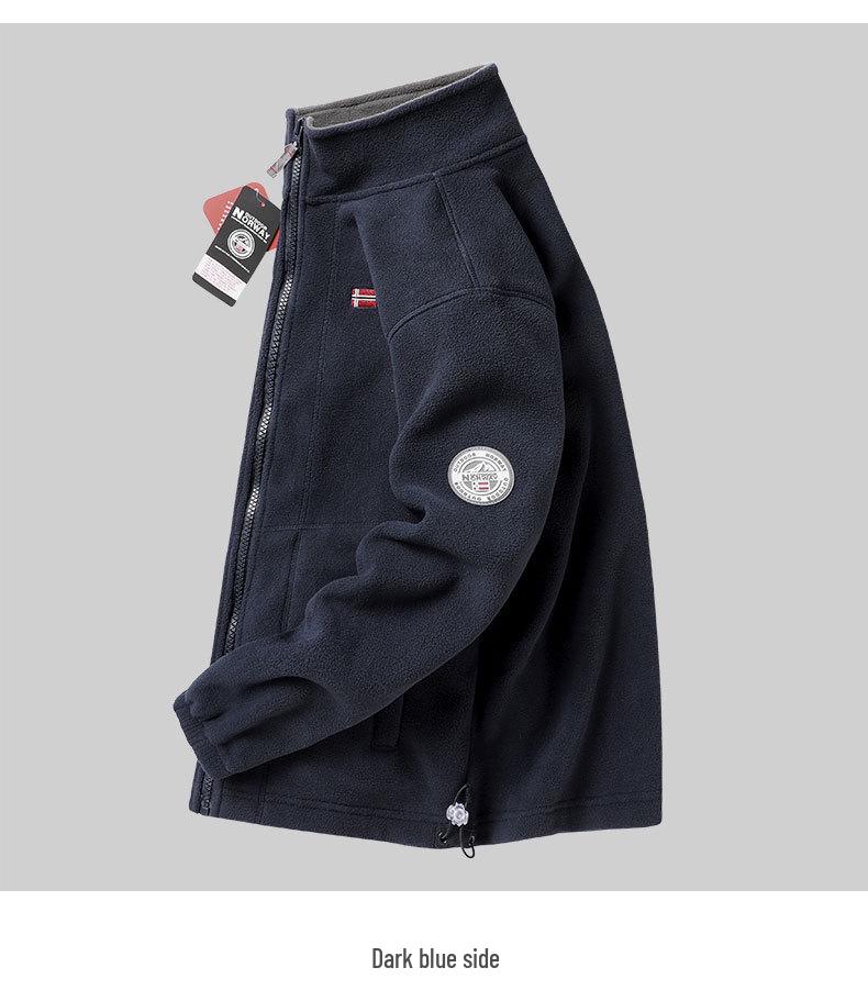 Мужская утепленная куртка на флисовой подкладке: Осень/Зима, Воротник-стойка, Большой размер, Модная верхняя одежда