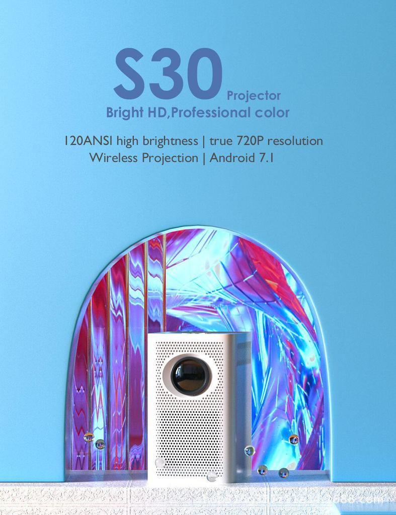 Kuangjie S30max Портативный 4K проектор для дома, офиса и мобильного дублирования экрана