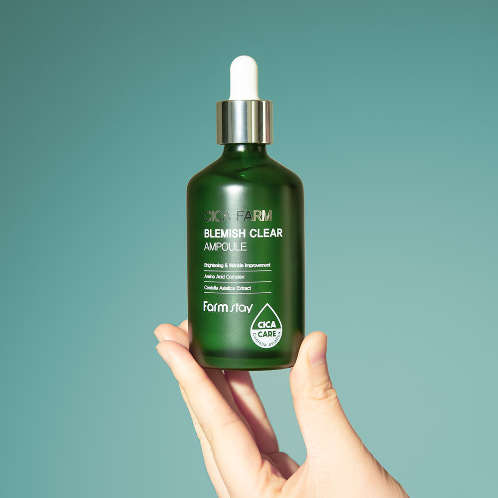 Farmstay Cica Farm Blemish Clear Ampoule 100ml Centella Niacinamide Panthenol Amino Acid Soothing Serum