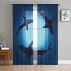 Shark Silhouette Curtain Window Tulle For Living Room Bedroom The Kitchen Window Treatment Decorations Curtains