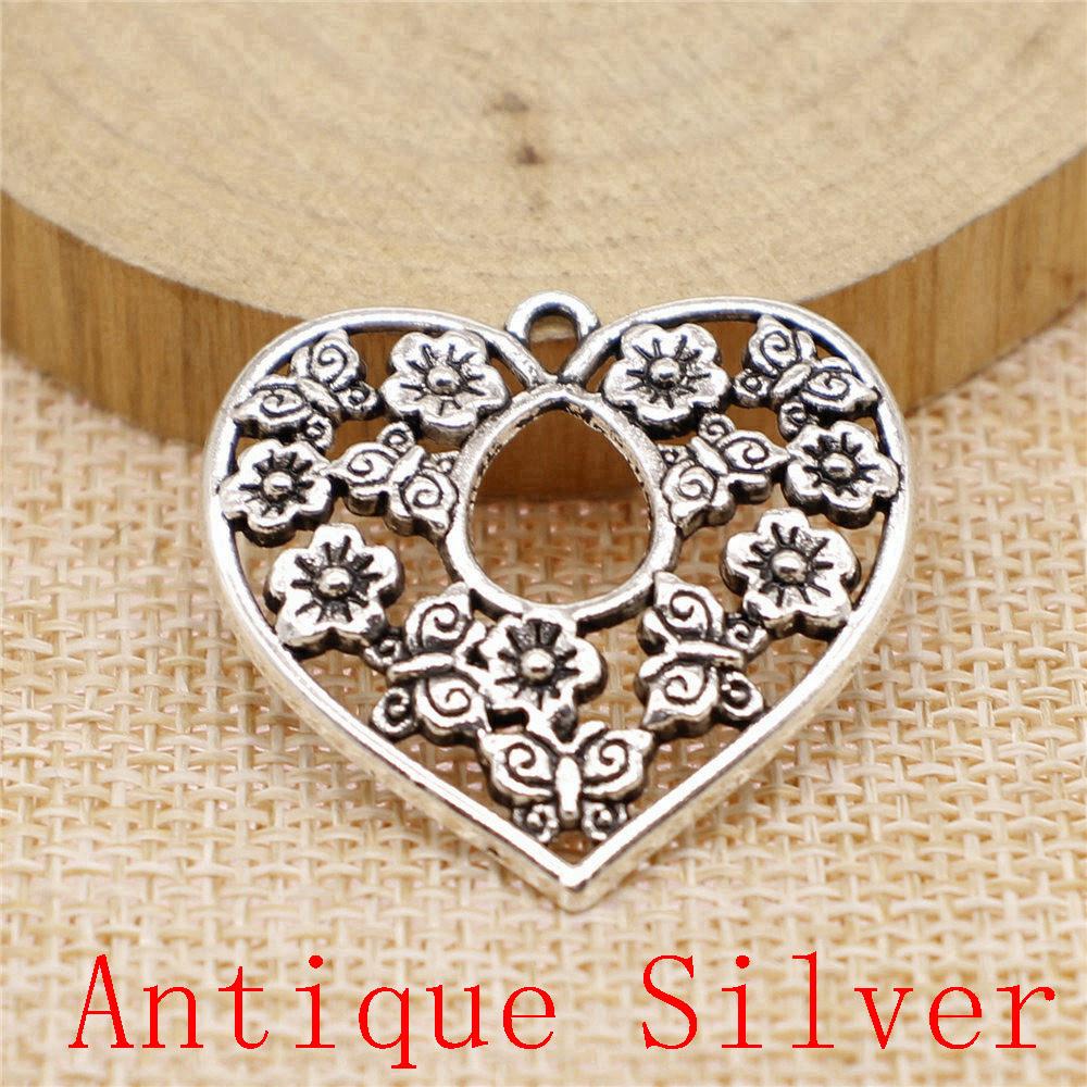 Большие кулоны-шармы в форме сердца для браслета, колье, изготовления бижутерии, фурнитура для рукоделия