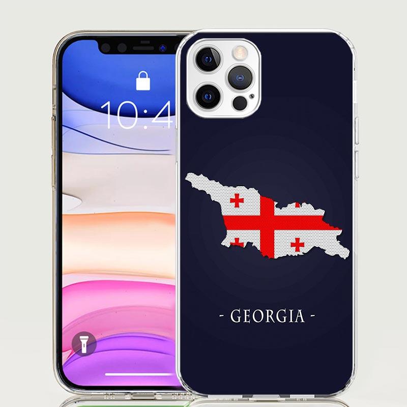 Georgia Flag Phone Case for Apple iPhone 17 Air 16 15 Plus 14 + 13 Mini 12 11 Pro Max 7 8 SE 16Max Soft Shell Cover Coque 17 Air