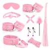 BDSM Bondage Bundle Set Leather Plush Blindfold Handcuffs Whip Nipple Clip Adult Sex Toys Women Erotic Restraint Game Kit