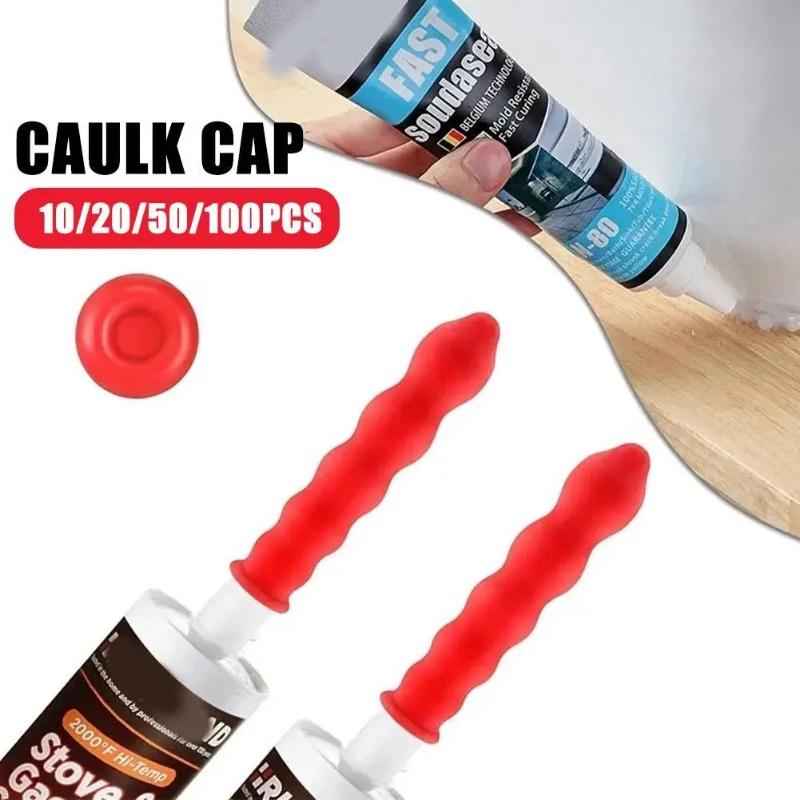 Caulk Cap Glass Glue Tip Sealing Cap Barrel Glue Mouth Protective Cover Caulking Gun Nozzles Cap Red Caulk Saving Cap 10-100pcs