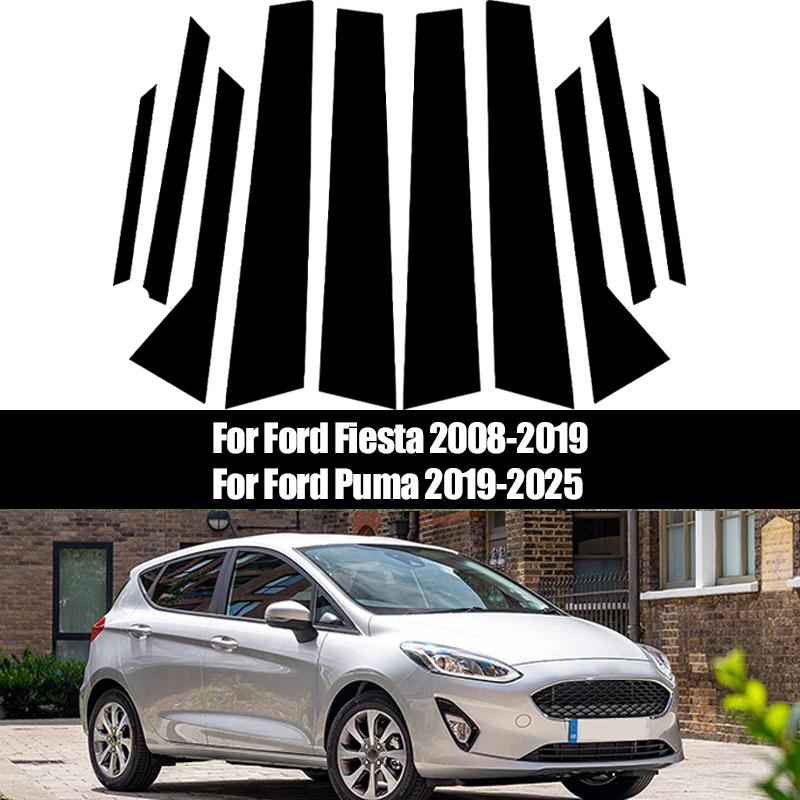 10pcs/set Car Window Door B C Column Pillar Posts Cover Trim Black For Ford Fiesta 2008-2015 2016 2017 2018 2019 Decoration Stickers