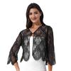 Womens Hollow Lace Cardigan Lightweight Long Sleeve Sequin Bolero Shrug Loose Casual Shawl Tops