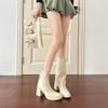 Белые съемные ботильоны-брюки на толстой подошве осень-зима новые ретро два в одном длинные короткие ботинки толстый каблук средняя голень вестерны