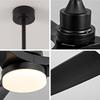 52-Inch Ceiling Fan, Three-Blade, Completely Black Spiral, Lighting, Remote Control, 3CCT, Dimmable, Six-Speed Settings, Forward and Reverse Rotation