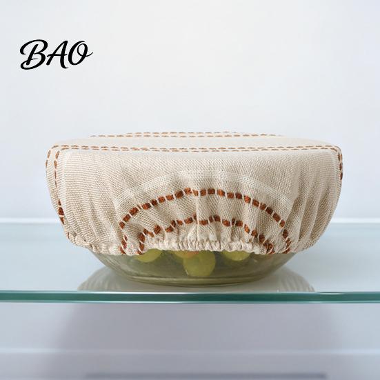 Breathable Fabric Covers for Fermented Dough Sourdough Jars Covers, Reusable Elastic Linen Bowl Retro Striped Eco Friendly Food Storage Wraps