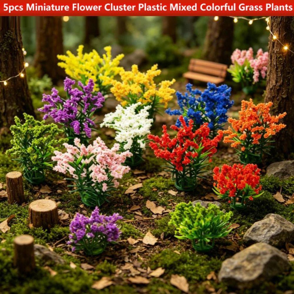 5pcs Plastic Miniature Flower Cluster Greenery Building Layout High Quality Grass Architecture