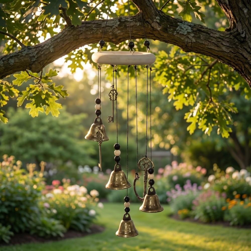 Wooden Wood Witch Wind Chime Key Star Bell Bell Crafts Ornaments Home Garden Courtyard