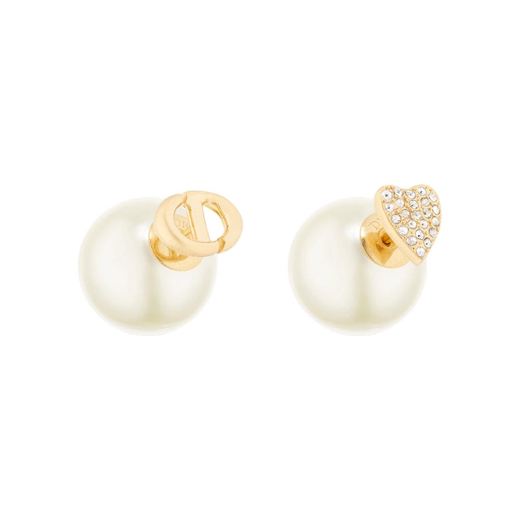 Dior Heart Shaped CD Logo Resin Imitation Crystal Metal Earrings Women earrings Gold E3766WOMCY-D03S