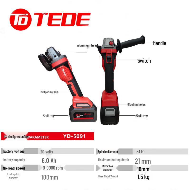 TEDE Cordless Angle Grinder YD-5091