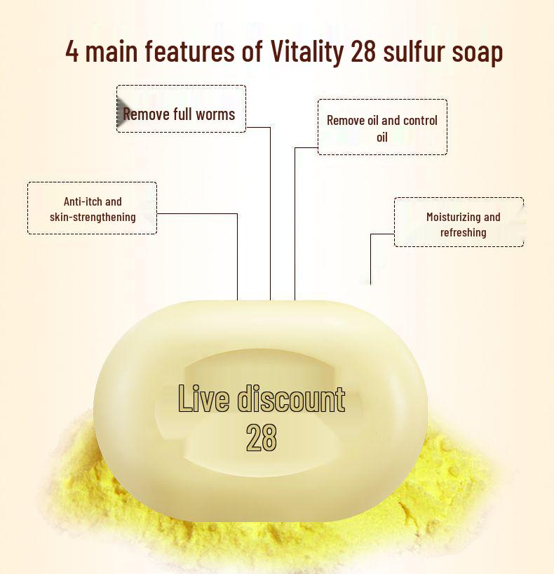 Vitality 28 Sulfur Soap 90g Pack: 10 Bars for Face, Bath, Hands - Deep Clean with Classic Sulfur Formula