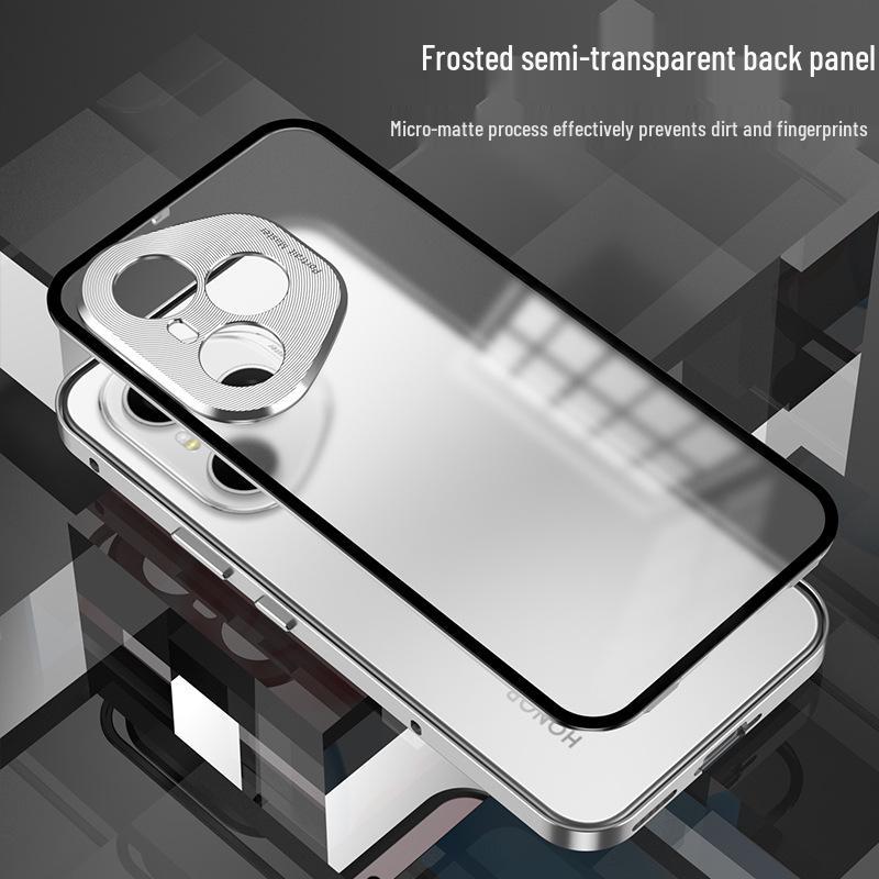 Чехол-бампер для Honor 400/400pro из металла с кнопками-защелками и матовой задней панелью