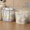 1pc Foldable Breathable Mesh Laundry Basket with Reinforced Handles, Collapsible Rectangular Storage Bin for Bathroom, Wardrobe, Dorm, Travel