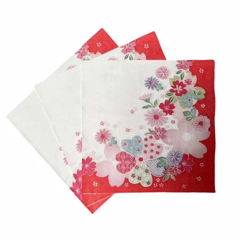 20 шт./упак. 33*33 см 2-слойные одноразовые салфетки для вечеринок с цветочным узором