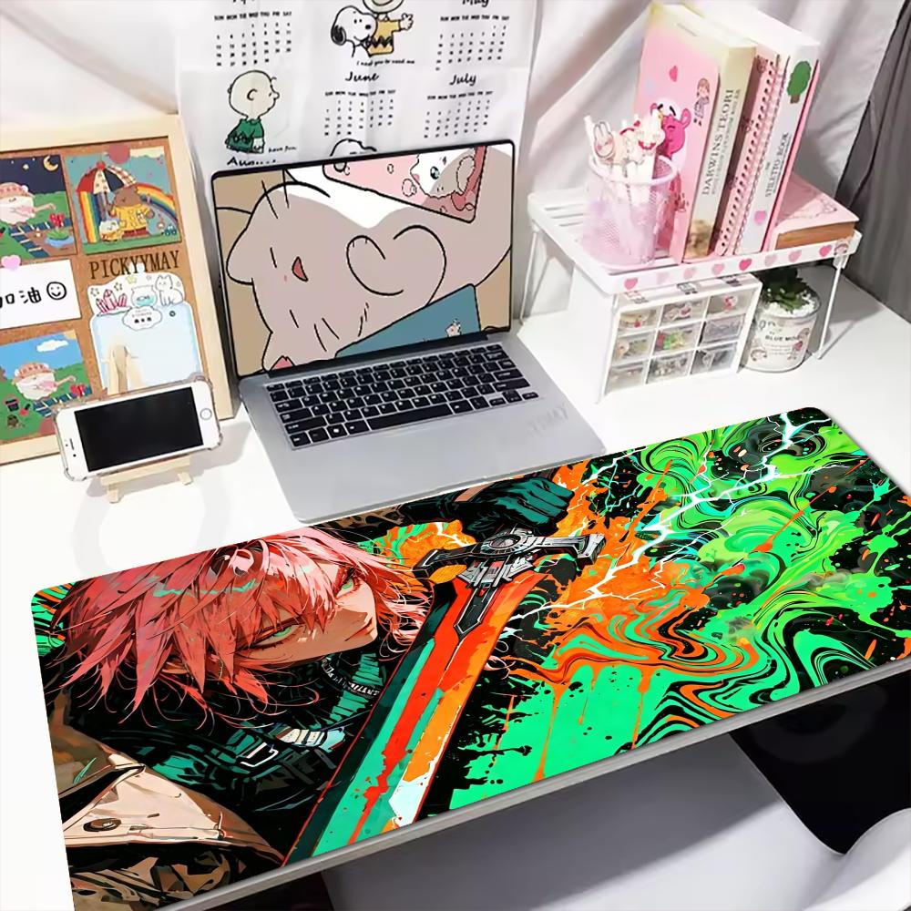 Red Hair Anime Swordsman Large Gaming Mouse Pad XXL Non-slip Deskmat Anime Games Keyboard Mat Big Mausepad Gamer Laptop Desktop